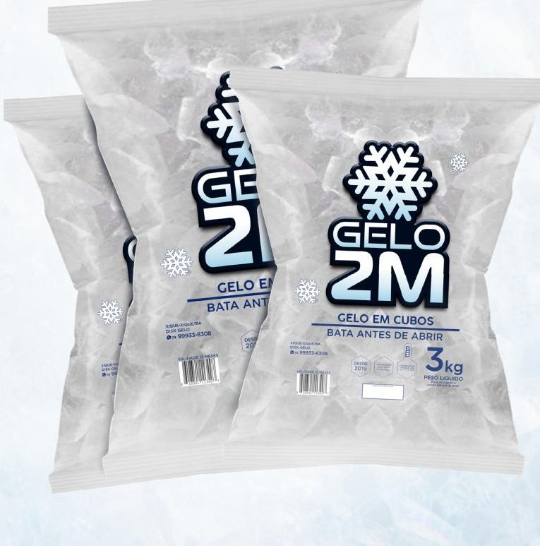 Pacotes de gelo em cubos filtrado 3kg